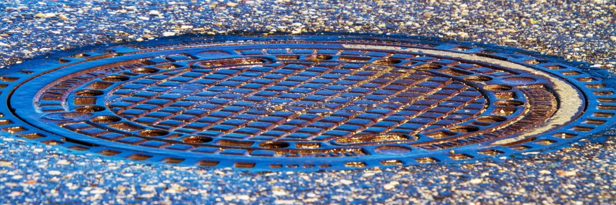 A manhole cover in the street