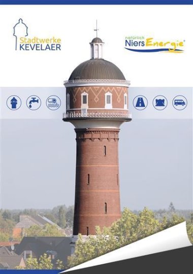 Інтерактивна брошура від Stadtwerke Kevelaer Обкладинка інтерактивної брошури Stadtwerke Kevelaer з написом "Stadtwerke Kevelaer - енергія, вода та інше".